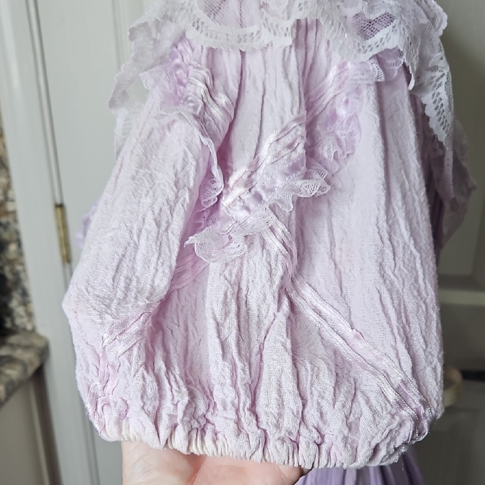 Vintage Boho Lace Ruffled Ombre Lavender Lace Baby Doll Dress Size Small Medium - Picture 6 of 16